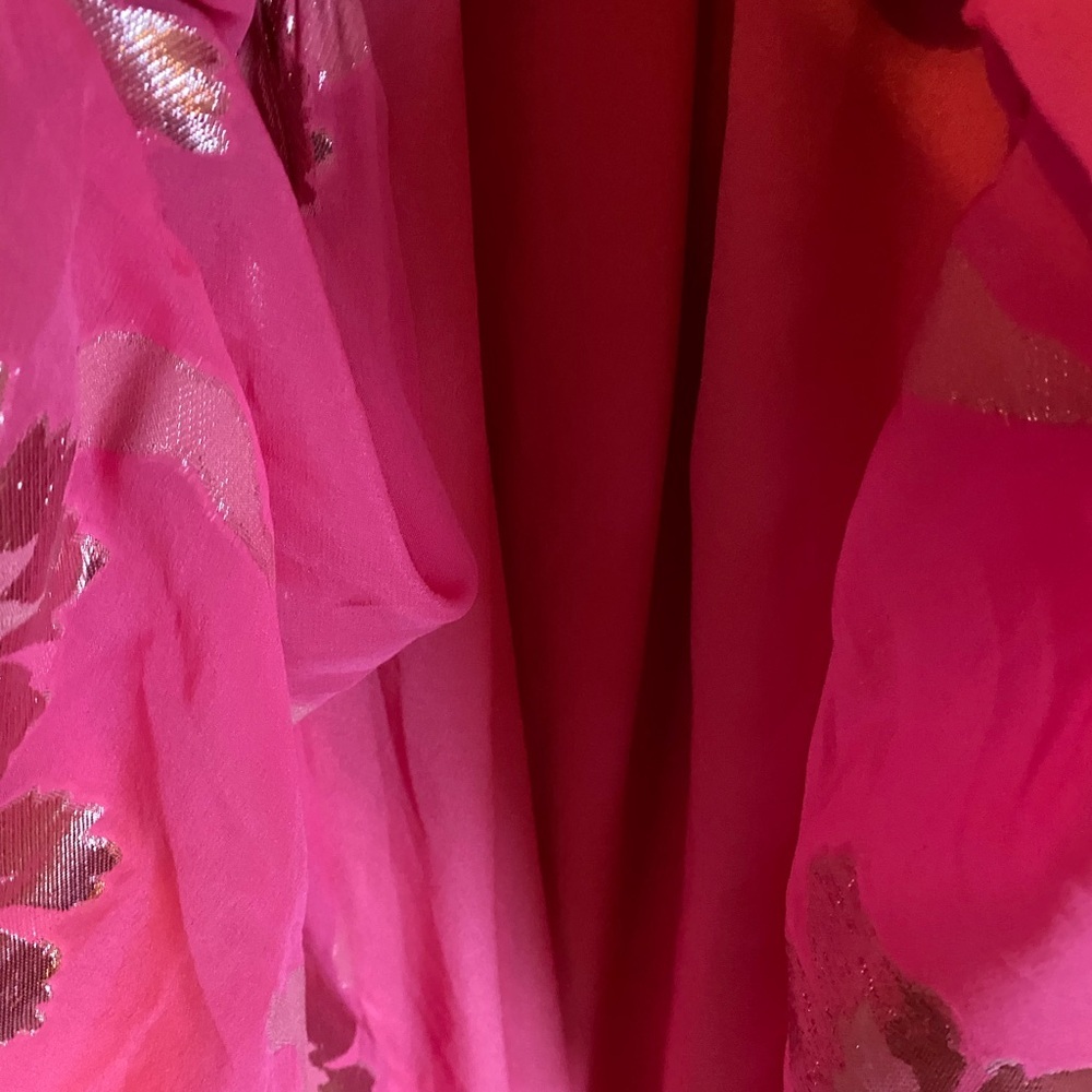 LILLY PULITZER Beccalyn Silk Blend Halter Tiered Metallic Pink Maxi Dress XXS - Picture 14 of 15